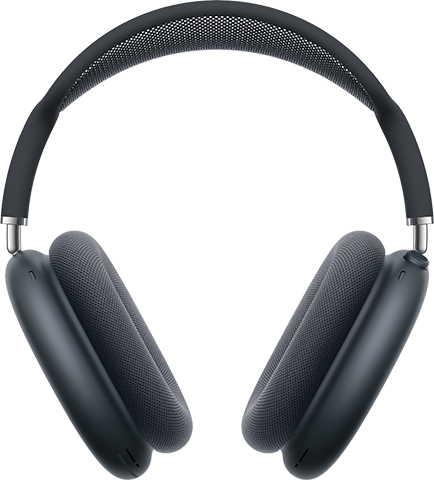 AirPods Max in Midnight, over-ear headphones, ear cushions, telescoping arms, headband