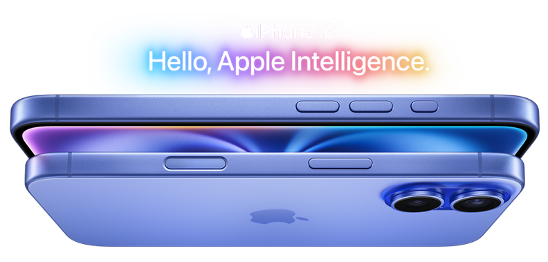 iPhone 16 graphic says Hello, Apple Intelligence