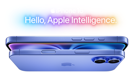 iPhone 16 graphic says Hello, Apple Intelligence